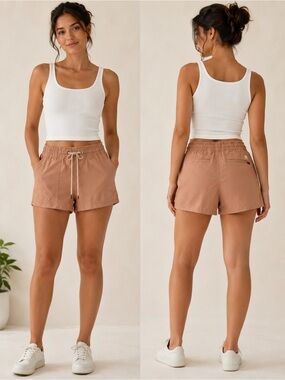 Vuori Villa Shorts XS Blush Pink Organic Cotton Drawstring Casual Summer Shorts